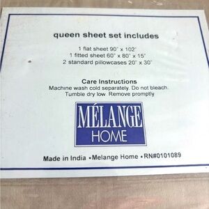 Melange Home Cream Queen Sheet Set new , sealed linen